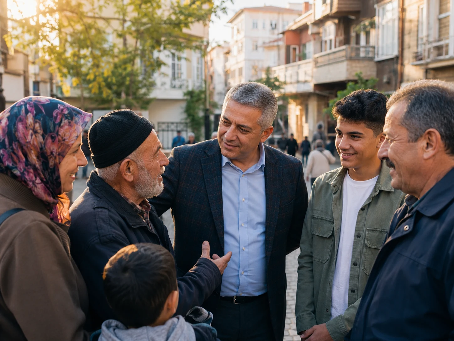 Belediye başkanının şehir halkıyla doğrudan temasını anlatan görsel
